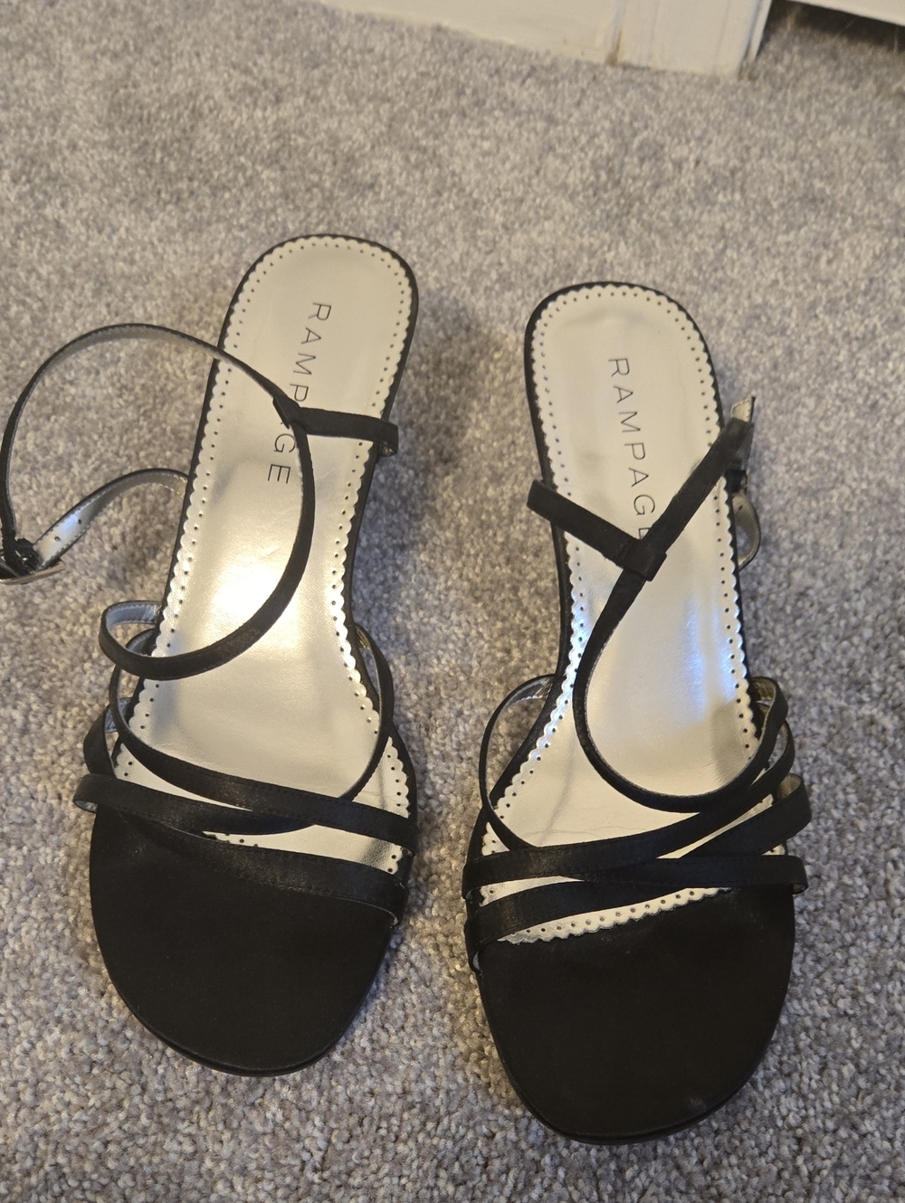 Rampage Black Strappy Heeled Sandals with Ankle Wrap